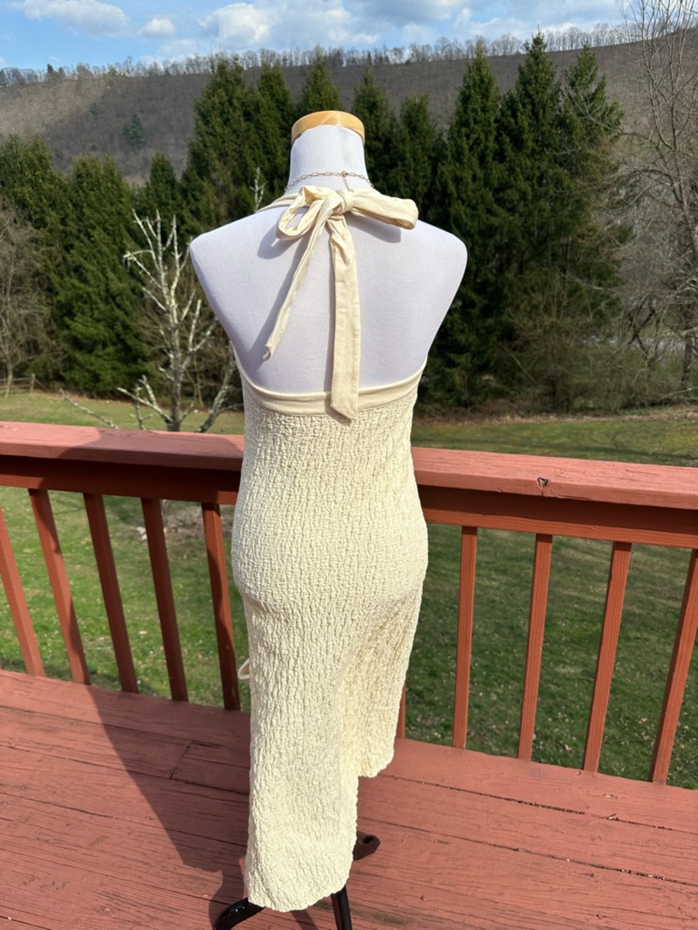 NEW! Free People Sea Foam Halter Midi Dress in Natural - Picture 4 of 7